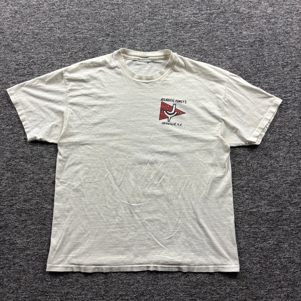 Vintage 1995 Sayville Yacht Club Nautical Sailing Graphic T-Shirt White Large